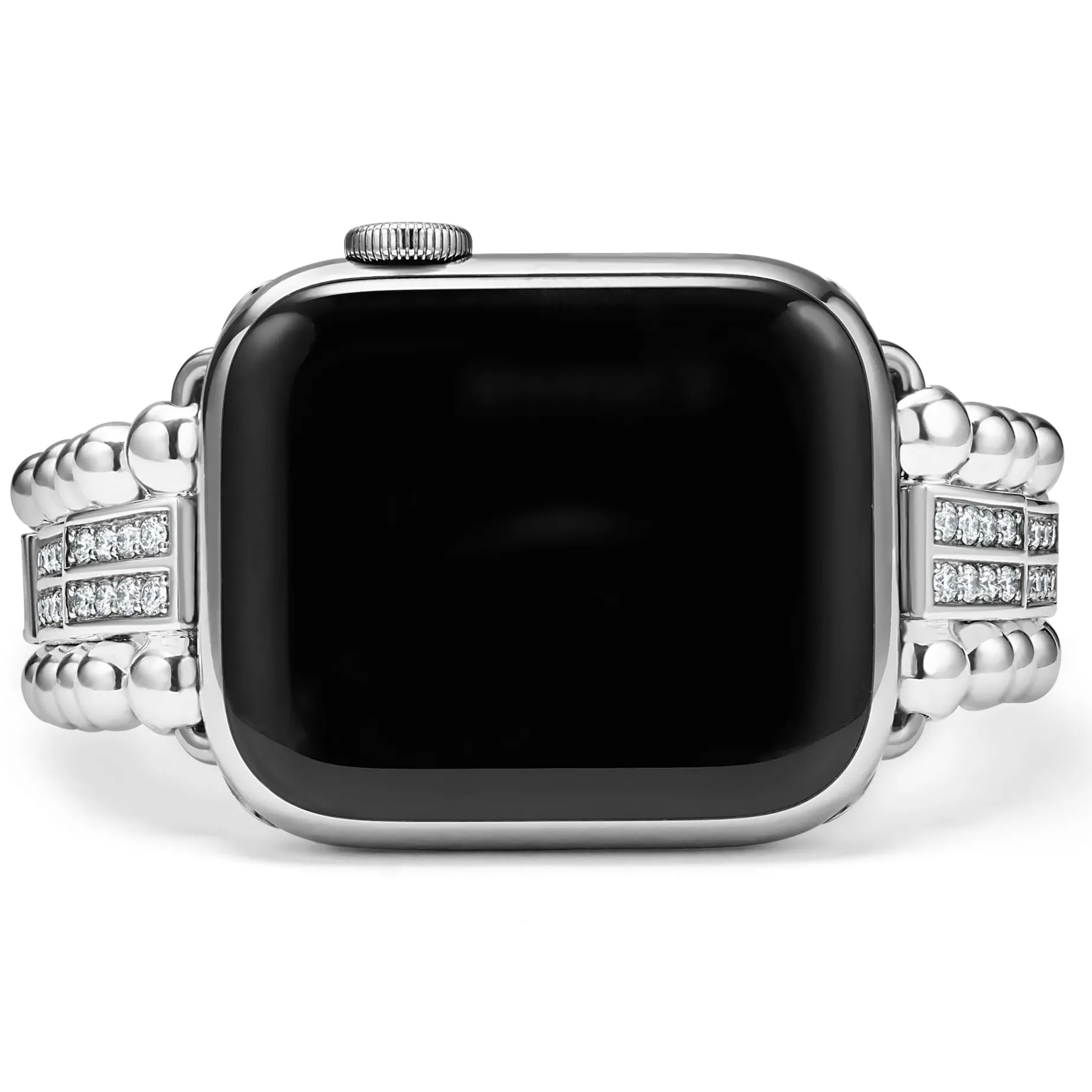 Sterling Silver Two-Row Diamond Watch Bracelet - 38-45mm
