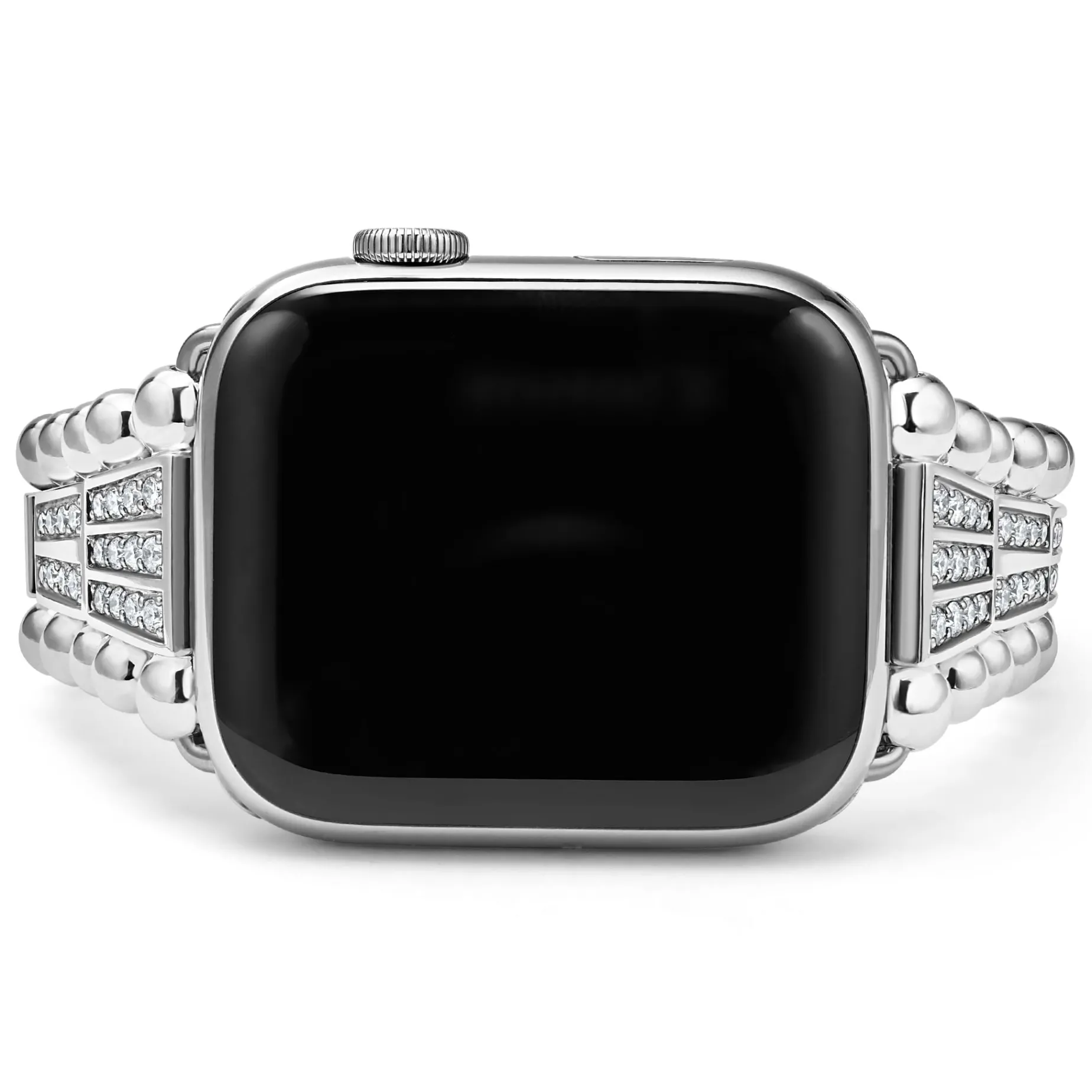 Sterling Silver Two-Row Diamond Watch Bracelet - 42-49mm