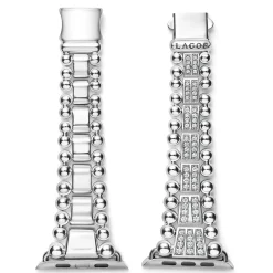 Sterling Silver Two-Row Diamond Watch Bracelet - 42-49mm