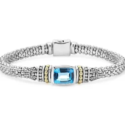 Swiss Blue Topaz Caviar Bracelet | 6mm