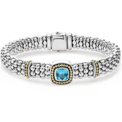 Swiss Blue Topaz Caviar Bracelet | 9mm