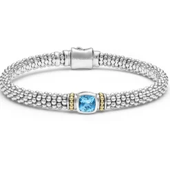 Swiss Blue Topaz Caviar Bracelet | 6mm