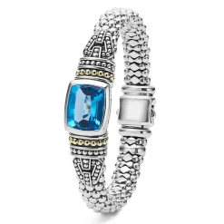 Swiss Blue Topaz Caviar Bracelet | 9mm
