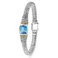Swiss Blue Topaz Caviar Bracelet | 6mm