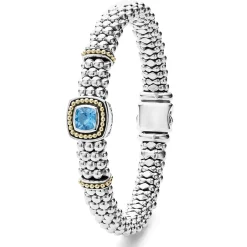Swiss Blue Topaz Caviar Bracelet | 9mm