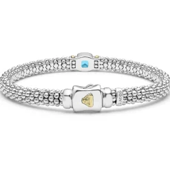 Swiss Blue Topaz Caviar Bracelet | 6mm