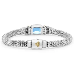 Swiss Blue Topaz Caviar Bracelet | 6mm