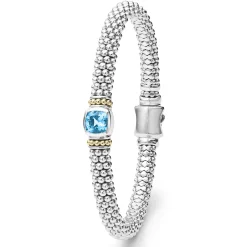 Swiss Blue Topaz Caviar Bracelet | 6mm