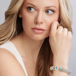 Swiss Blue Topaz Cuff Bracelet | 12mm