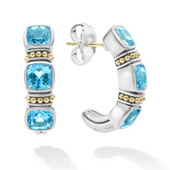 Swiss Blue Topaz Hoop Earrings