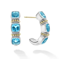 Swiss Blue Topaz Hoop Earrings