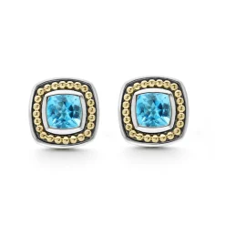 Swiss Blue Topaz Stud Earrings