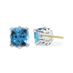 Swiss Blue Topaz Stud Earrings