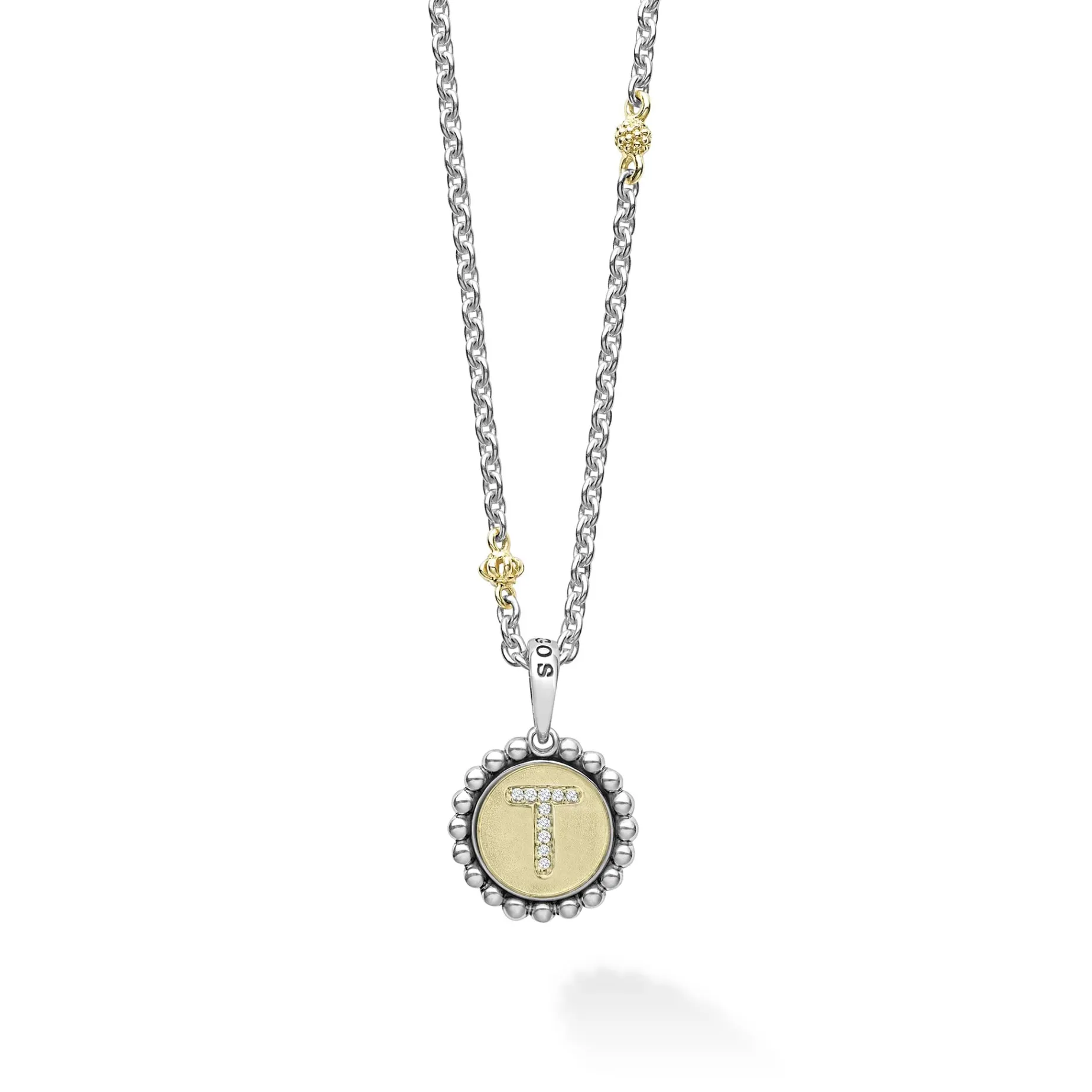 T Initial Diamond Charm Necklace