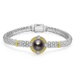 Tahitian Black Pearl Diamond Caviar Bracelet | 6mm
