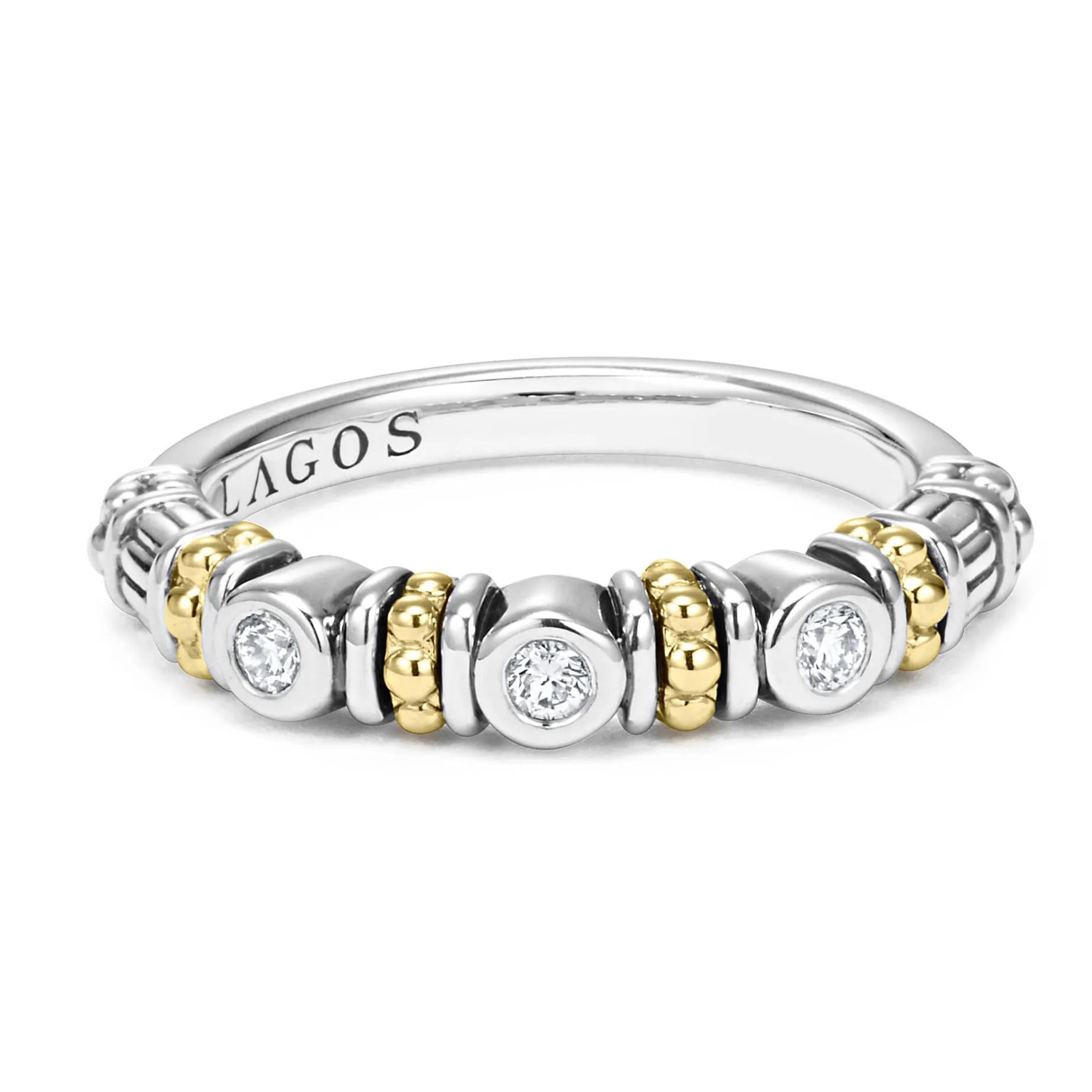 Three Diamond Stacking Ring