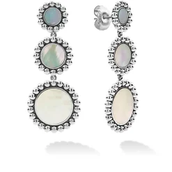 Three Mother of Pearl Circle Drop Earrings