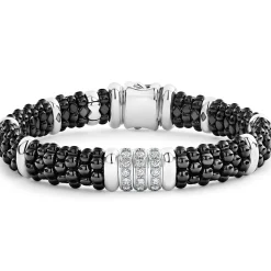 Three Station Ceramic Diamond Bracelet | 9mm