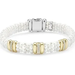 Three Station Ceramic Diamond Bracelet | 9mm