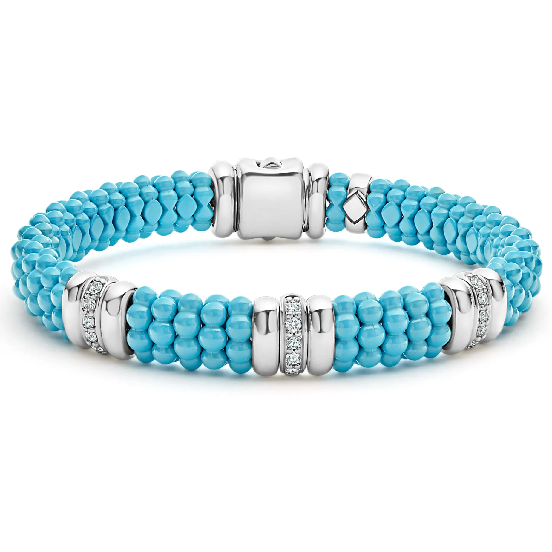 Three Station Ceramic Diamond Bracelet | 9mm