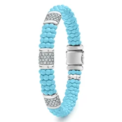 Three Station Ceramic Diamond Bracelet | 9mm