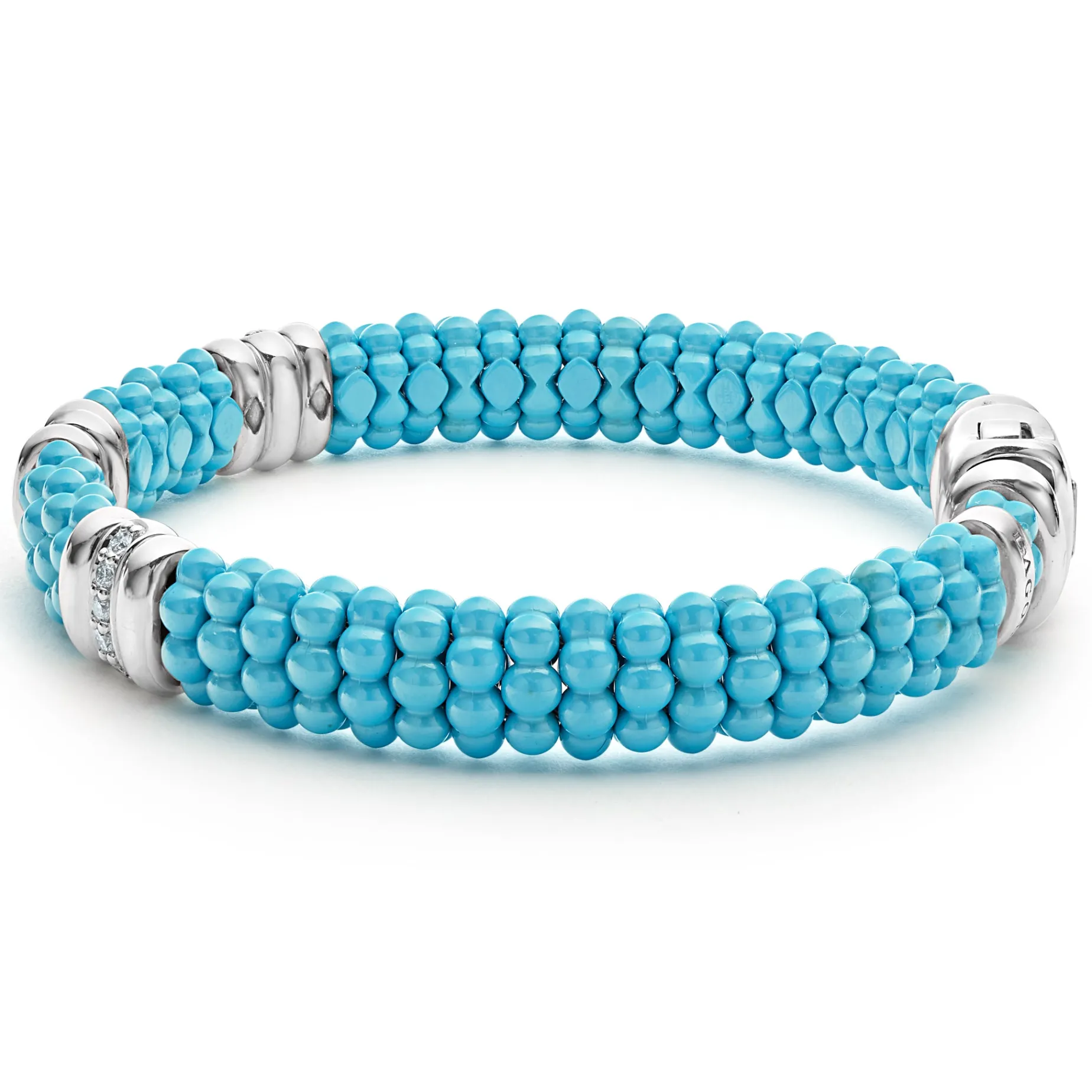 Three Station Ceramic Diamond Bracelet | 9mm