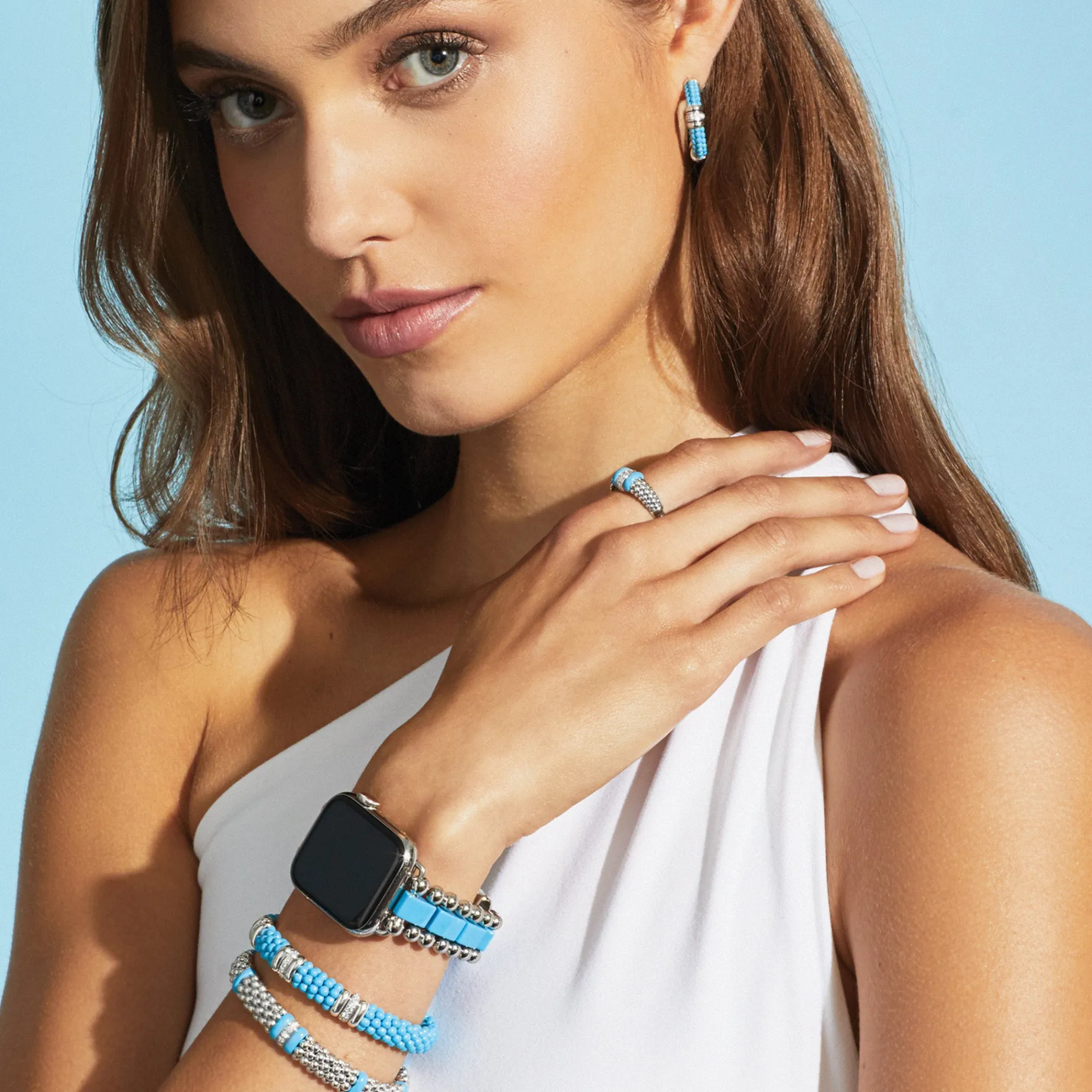 Three Station Ceramic Diamond Bracelet | 9mm