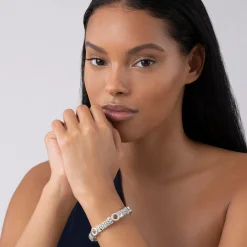 Three Station Diamond Circle Caviar Bracelet | 9mm