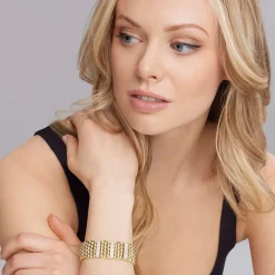 Three Station 18K Gold Diamond Bracelet | 20mm