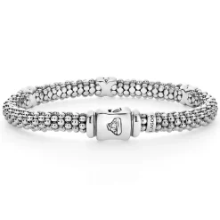 Three Station Silver X Diamond Bracelet | 6mm