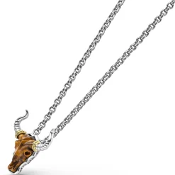 Tiger Iron Long Horn Pendant