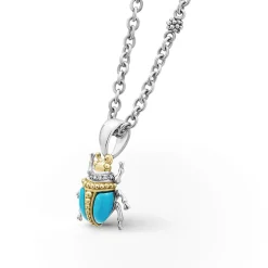 Turquoise Beetle Diamond Pendant Necklace