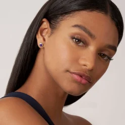 Two-Tone Amethyst Stud Earrings