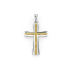 Two-Tone Caviar Beaded Cross Amulet