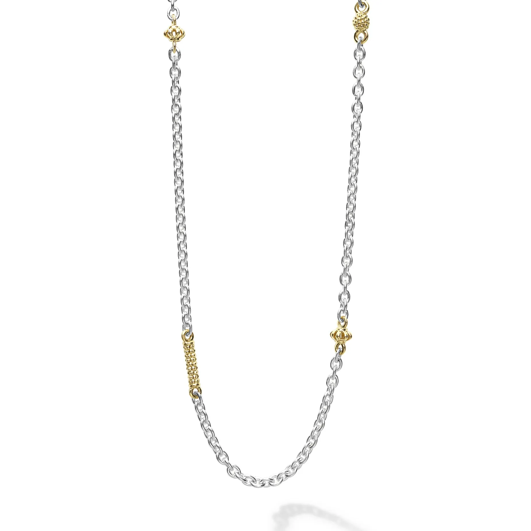 Two-Tone Caviar Chain Necklace