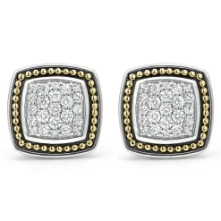 Two-Tone Caviar Diamond Stud Earrings