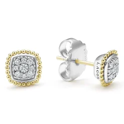 Two-Tone Caviar Diamond Stud Earrings