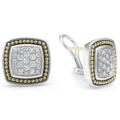 Two-Tone Caviar Diamond Stud Earrings