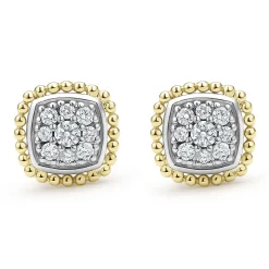 Two-Tone Caviar Diamond Stud Earrings