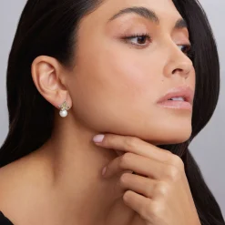 Two-Tone Caviar Floral Pearl Earrings