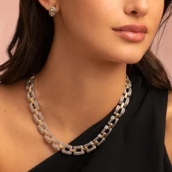 Two-Tone Caviar Link Necklace