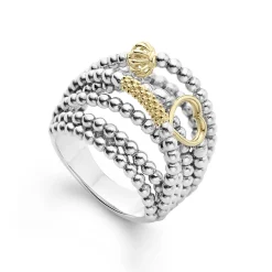 Two-Tone Caviar Statement Ring