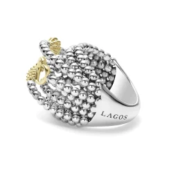 Two-Tone Caviar Statement Ring