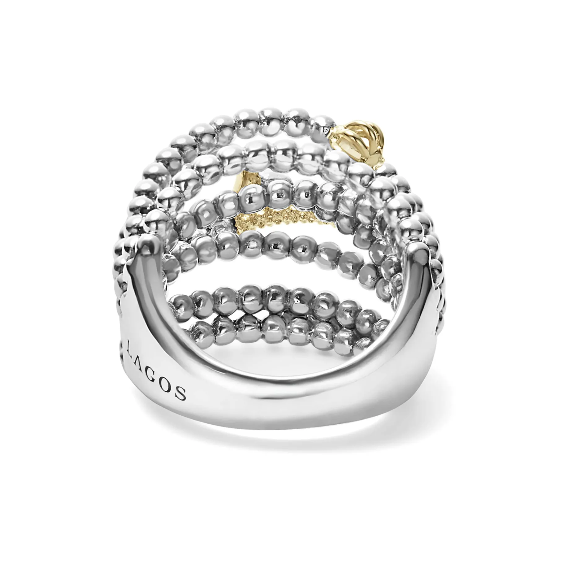 Two-Tone Caviar Statement Ring