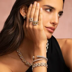 Two-Tone Caviar Statement Ring