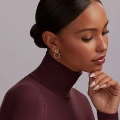 Two-Tone Circle Drop Earrings