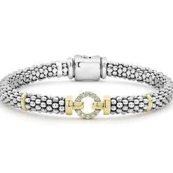 Two-Tone Diamond Circle Caviar Bracelet | 6mm