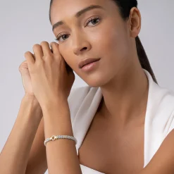 Two-Tone Diamond Circle Caviar Bracelet | 6mm