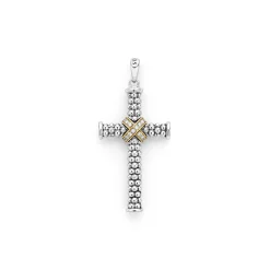 Two-Tone Diamond Cross Amulet