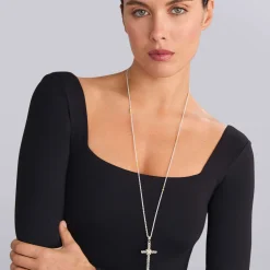 Two-Tone Diamond Cross Amulet